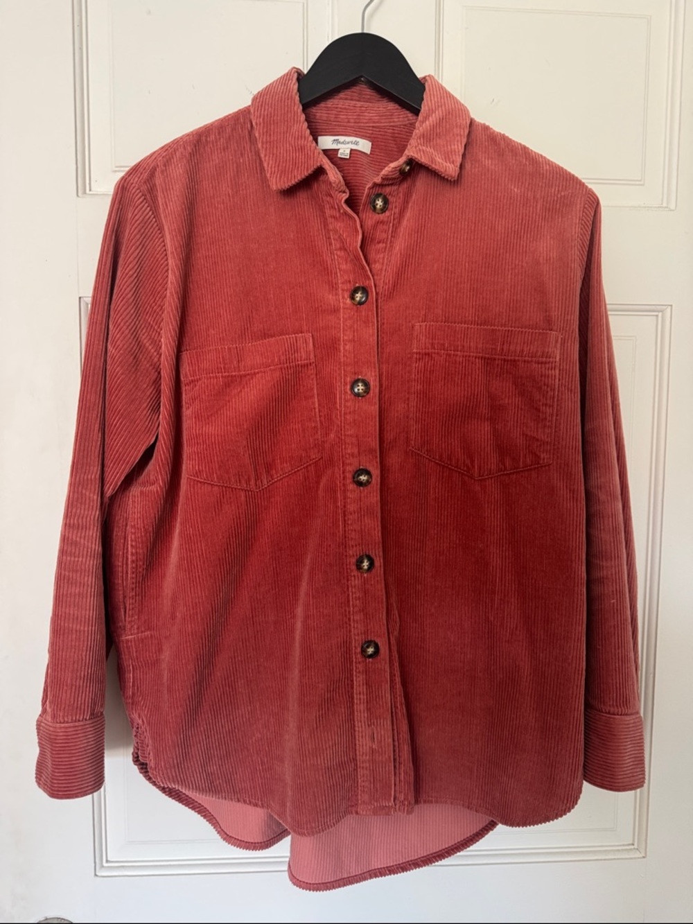 Madewell Coral Corduroy Button-Down Shirt